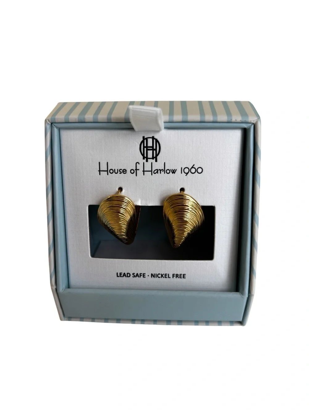 House of Harlow 1960 Mussel Shell Textured Gold Tone Studs.